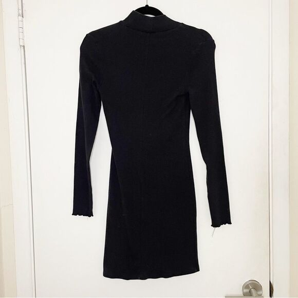 Abercrombie & Fitch A&F long sleeve ribbed knit mock neck mini dress black M - Picture 12 of 12